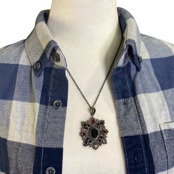 Eddie Bauer Mens Med Blue Check Plaid Flannel Long Sleeve Button Up Cotton Shirt - Picture 4 of 6